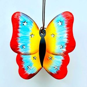 🐈‍⬛🐈‍⬛🐈‍⬛ Rainbow Butterfly - Rustic Tin Ornament Home use with Essential Oil